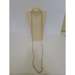 Vintage Bezel Set Clear Lucite Bead Gold Tone Chain Link Necklace